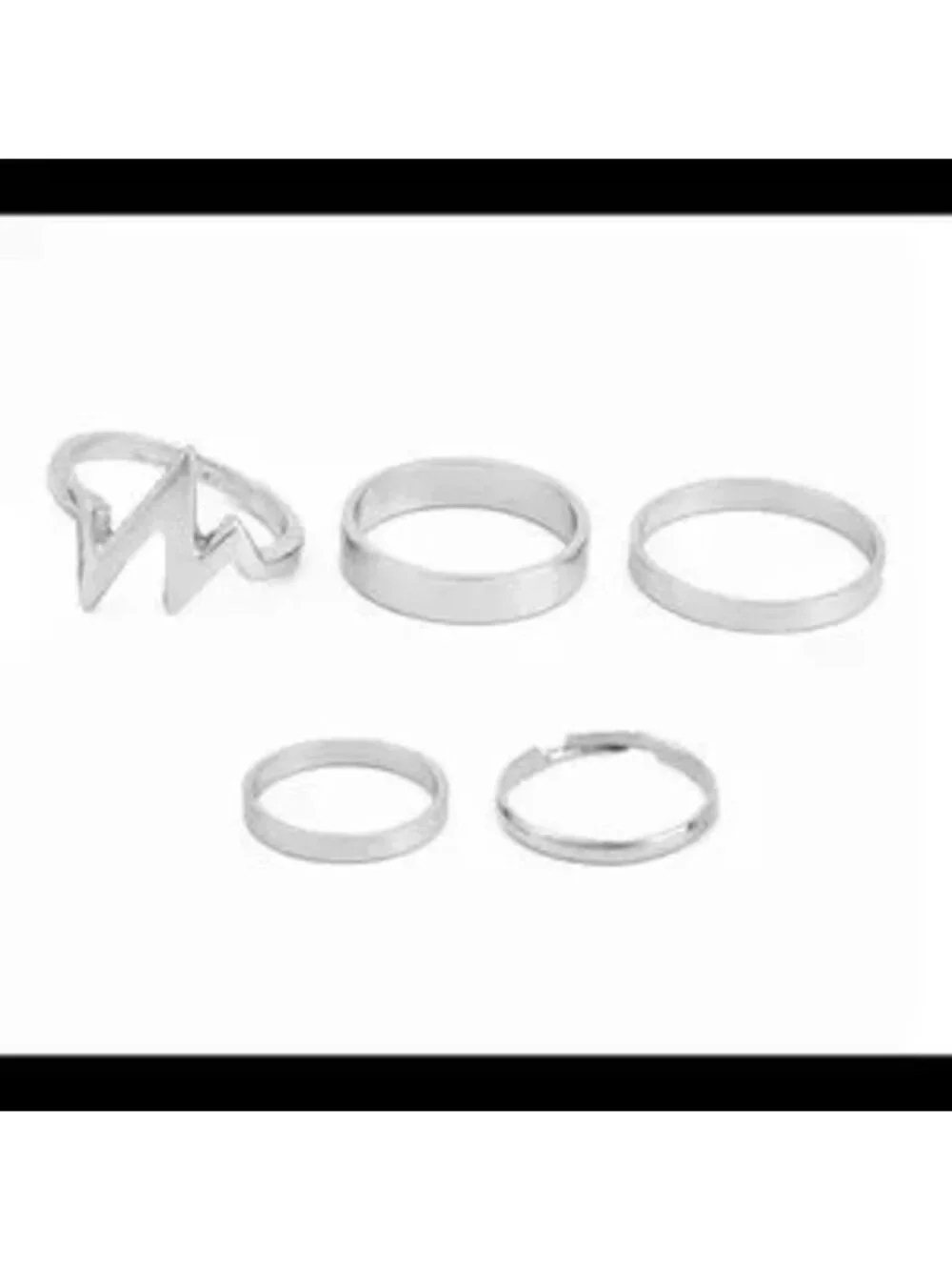 SILVER 5pc Heart Beat Ring Set